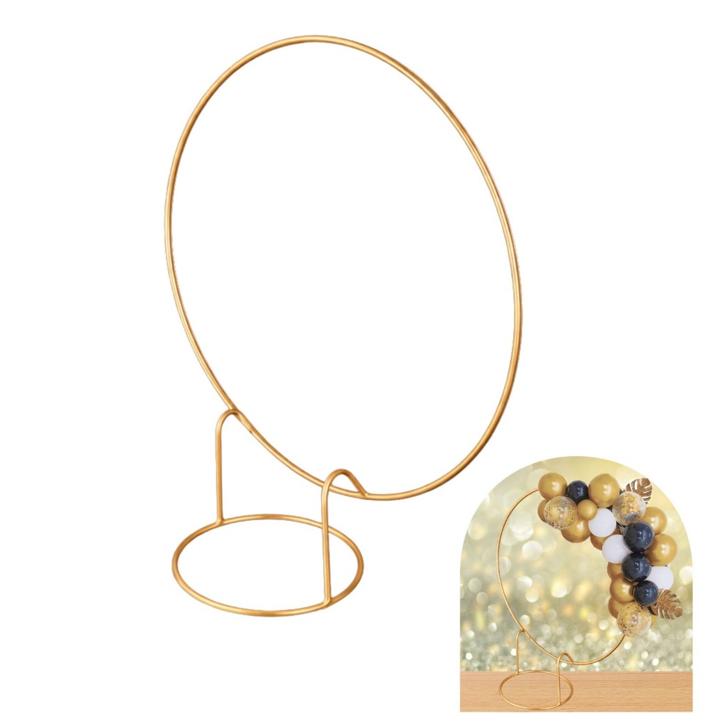 Arco de Ferro Dourado para Decoração de Mesa - Painel Redondo 50cm com Base