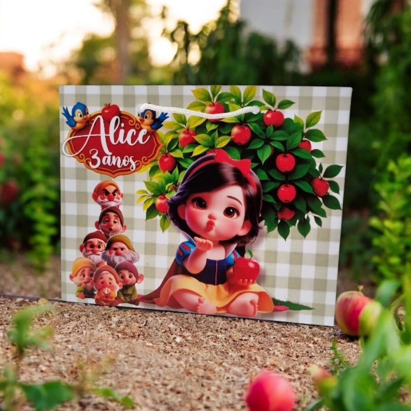 Sacolinha Branca de Neve Personalizada pegue e monte| Lembrancinha Festa Infantil, aniversário| Papel Fotográfico em Oferta na Shopee