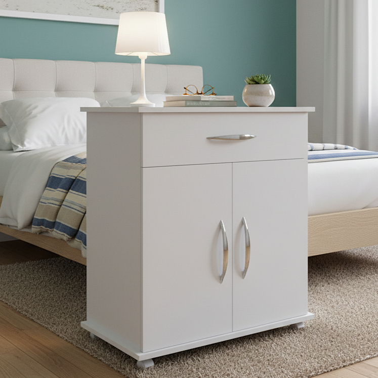 Armário Organizador 60cm com Tampo Branco + Rodinhas - 2 portas e 1 gaveta — imagem 2 de 2
