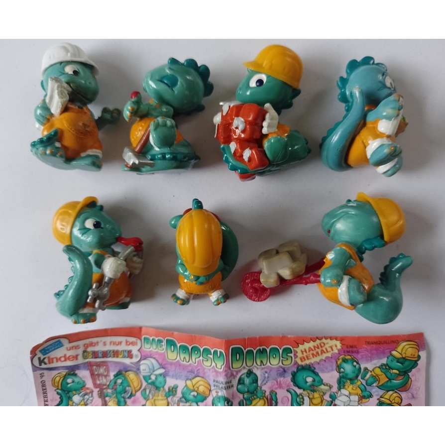 KInder ovo - Dinos Construções (ano 1995) Lote 1 com 7 bonecos( falta 1 acessório no quarto boneco)