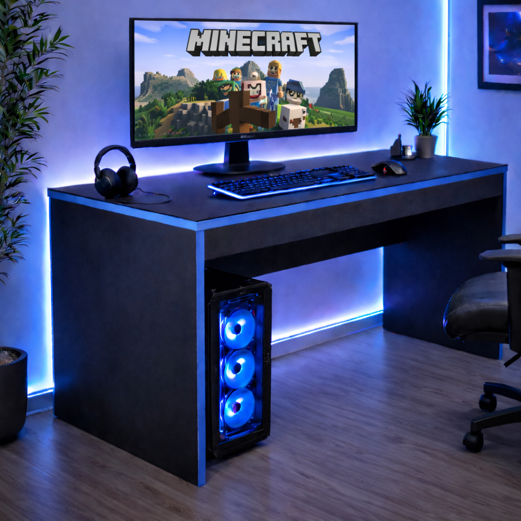 Escrivaninha Jogos Mesa Gamer para computador Setup Menino Azul Quarto Infantil 90 CM