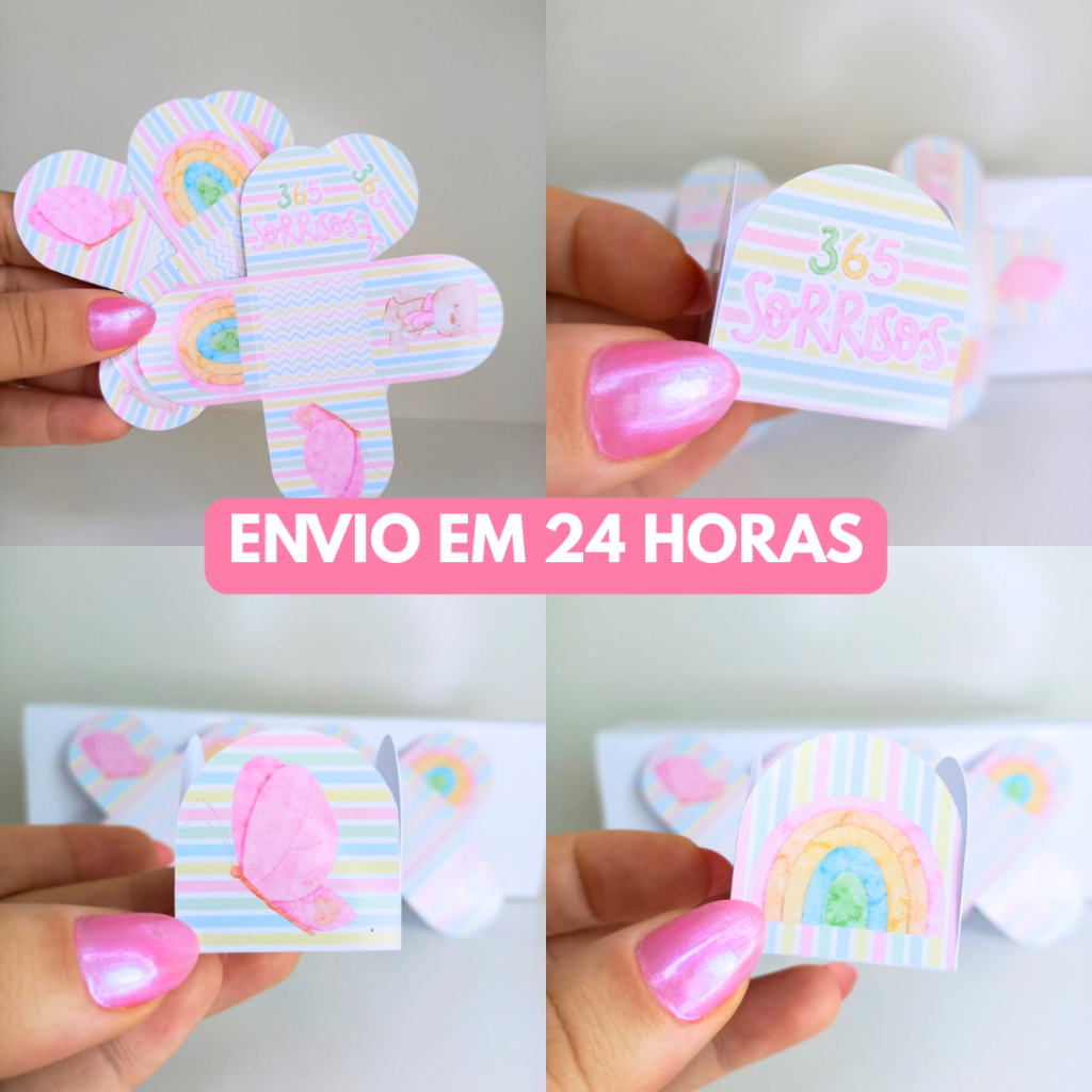 Forminha de Doces 365 Sorrisos Menina Rosa Personalizada no Tema / Lembrancinha de Festa / Aniversário / Festa Infantil