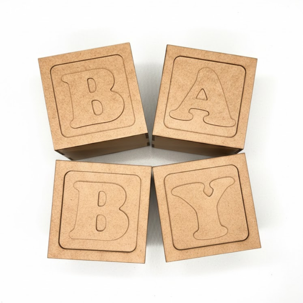 Cubo Chá Bebe Decorativo MDF Cru 10x10cm Decoração Festa Aniversário