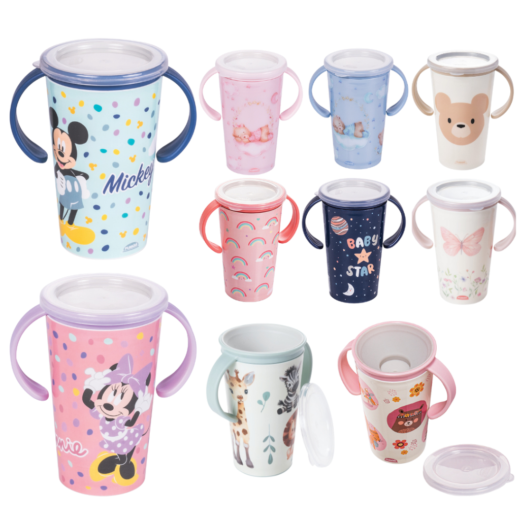 Copo Magic 360° Com Alça, Tampa e Válvula Antivazamento 280ml Plasútil em Oferta na Shopee