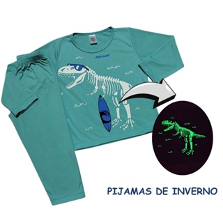 Pijama Inverno Juvenil Infantil Menino Masculino  Brilha no Escuro tamanho 1 ao 16 em Oferta na Shopee