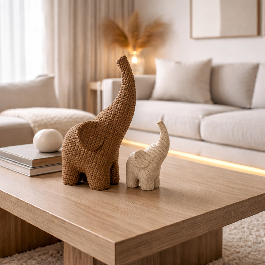 Elefantes Decorativos Luxo Moderno para Sala e Quarto – Kit Escultura Elegante Premium 3D