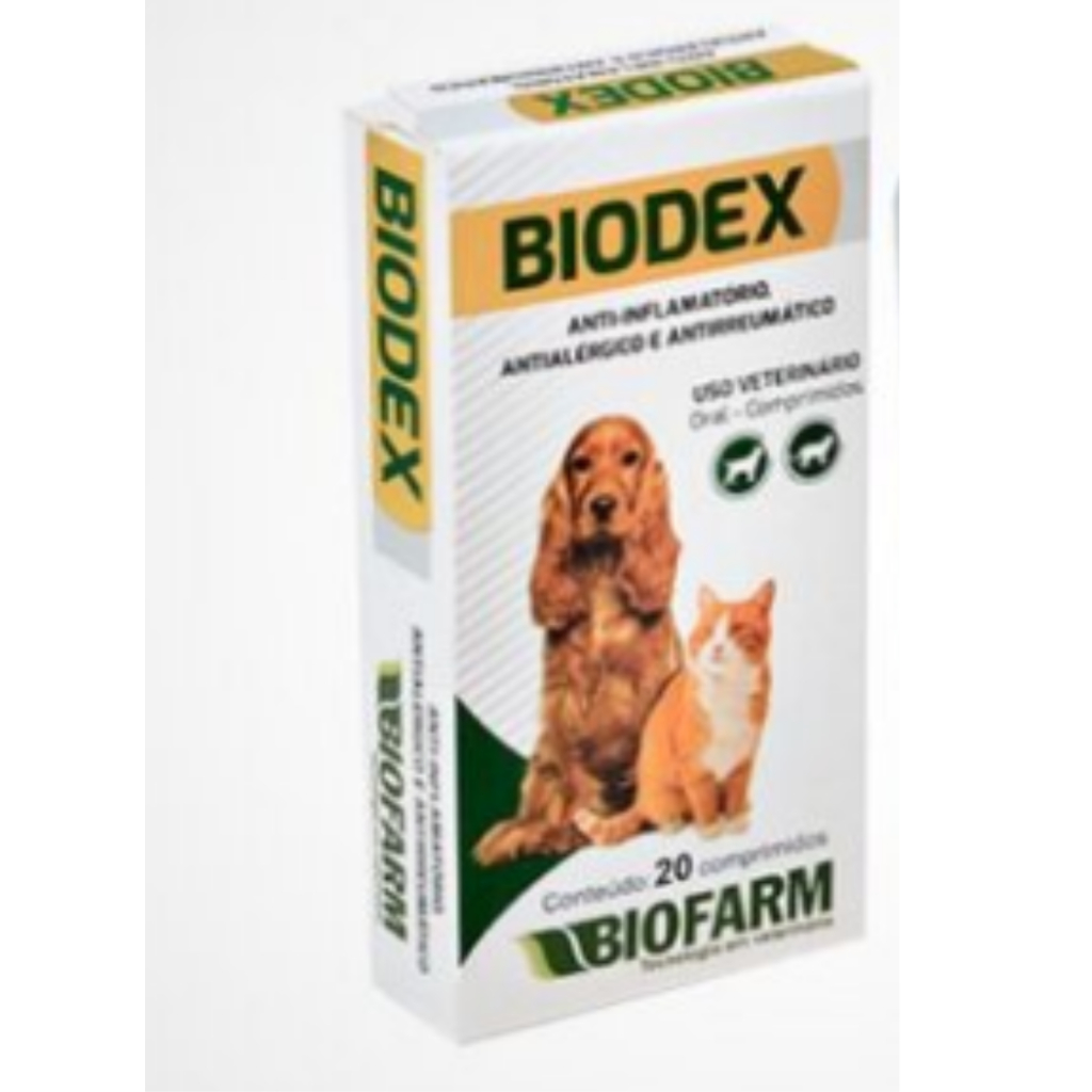 Anti-inflamatório Biodex Cartela 20 comprimidos para Cães e Gatos