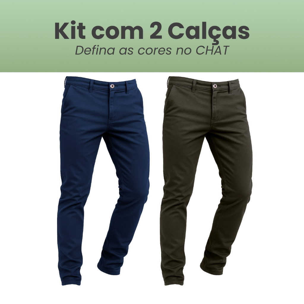 Kit 2 Calca Sarja Masculina Slim Fit Calça Alfaiataria Premium