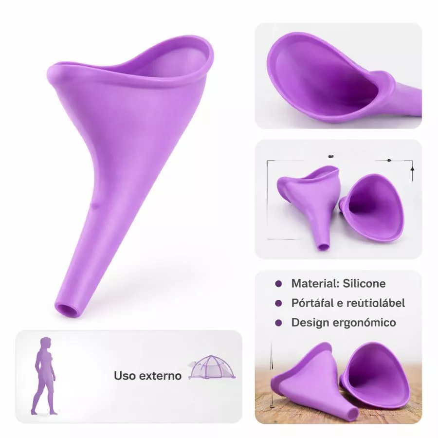 Urinol Feminino Portátil em Silicone Reutilizável | Uso Em Pé | Uso Externo | Ideal Viagem /Camping — imagem 1
