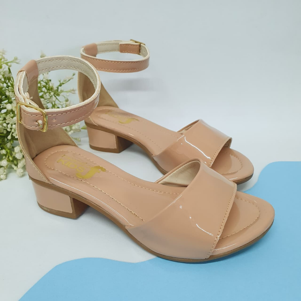 Sandália Feminina Infantil Juvenil Social Com Salto Lisa Sandalia de Saltinho Confortável em Oferta na Shopee