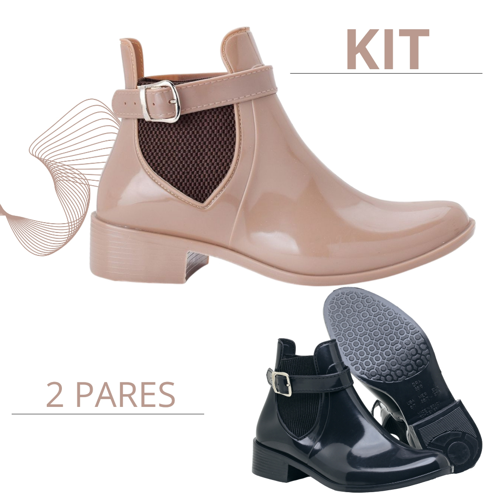Kit Bota Feminina Galocha Inverno Macia
