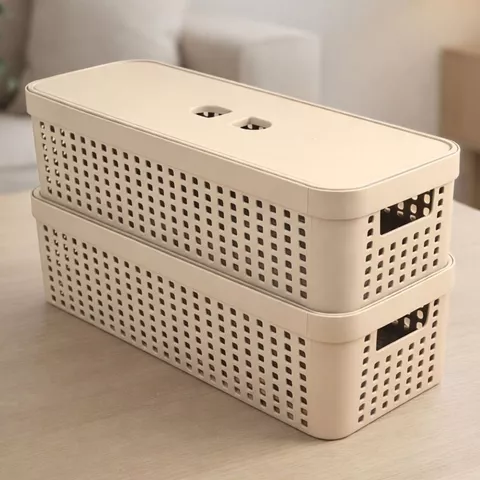 Kit 2 Caixas Organizadoras 3,6L Tampa Invisível Plástico Resistente Multiuso Armário Gaveta Closet Banheiro