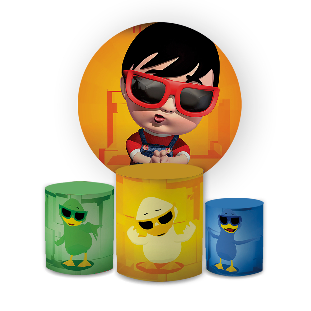 Kit Capas Painel Redondo + Cilindros Bent0 e T0tó Musical Meninos Decoração Festa Infantil Oferta
