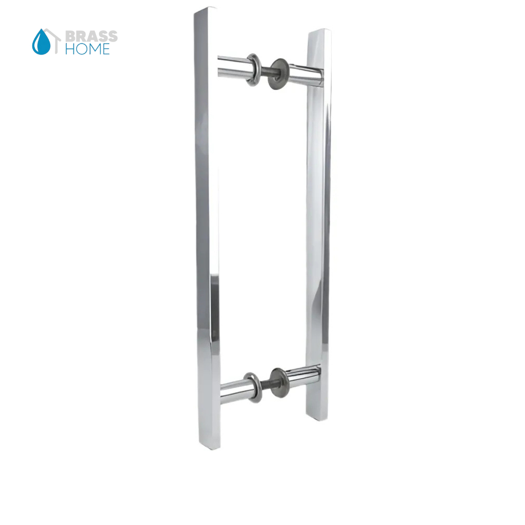 Puxador de Porta 60 cm (50 cm Entre Furos) Retangular Portas de Vidro Madeira Pivotante Box Portão