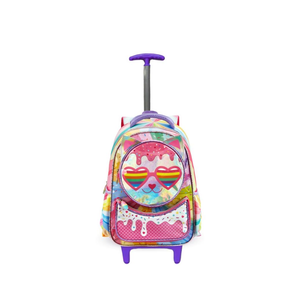 Mochila Rodinha Gatinho Meninas Cat Holográfico Escolar em Oferta na Shopee