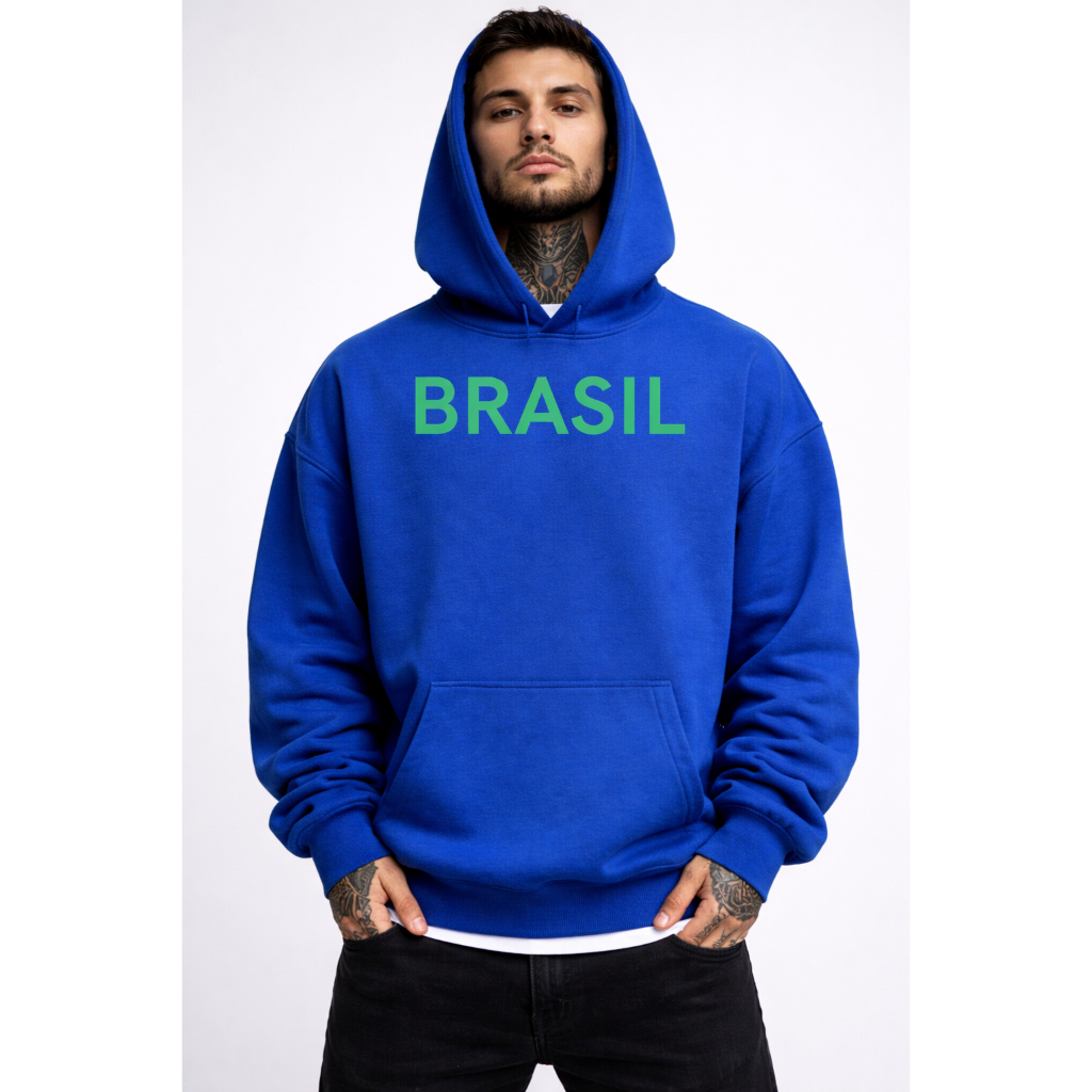 Blusa Do Brasil Moletom Torcedor Estampa Premium Brasil Agasalho Canguru Com Capuz Futebol