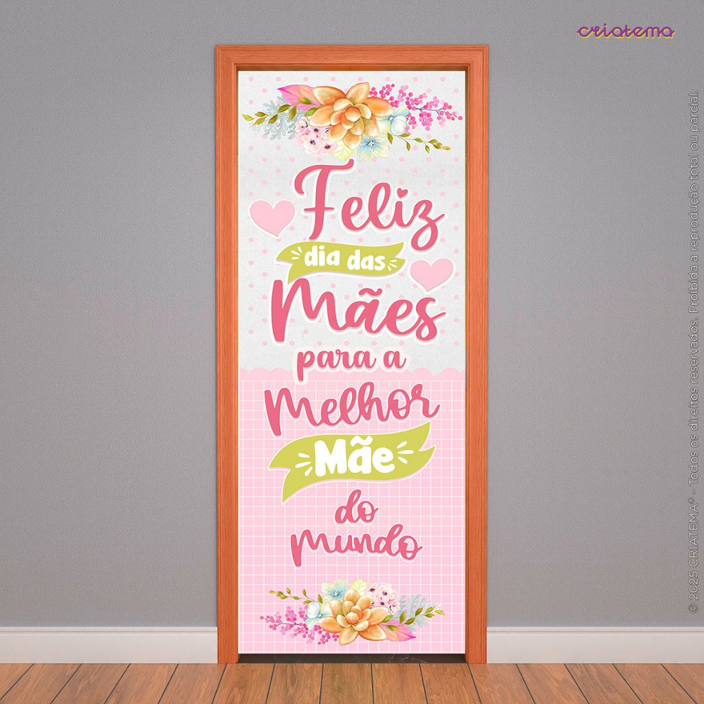 Capa Painel Retangular Festa Dia das Mães Decoração Tecido Veste Porta 0,85x2,10m – PTA-41