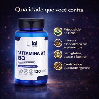 Vitamina B3 Niacina 120 cápsulas Circulação Pele Sistema Nervoso Lot Nutrition em Oferta na Shopee