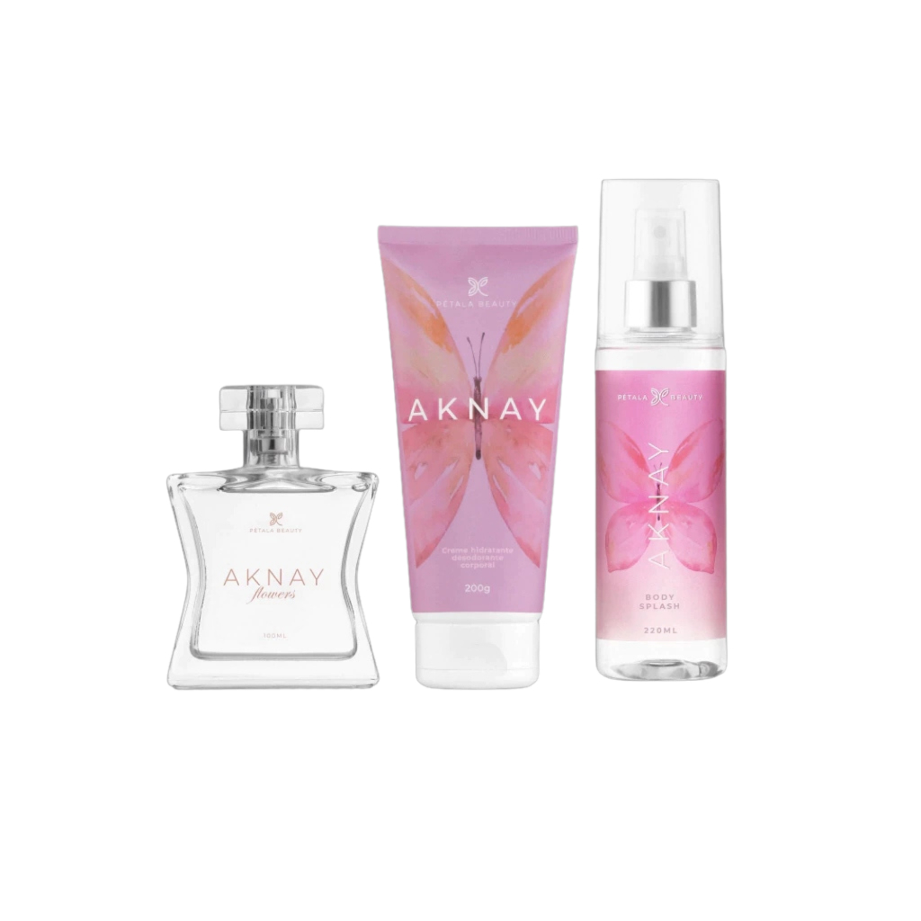 Kit Perfume Hidratante Body Splash Aknay Flowers Fragrância Floral Feminina Alta Fixação Pétala Beauty