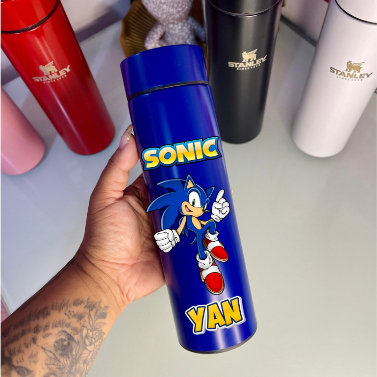 Garrafa Termica Sonic COM NOME Inox 500ml Visor Led Medidor Temperatura Conserva Liquidos Alta Durabilidade