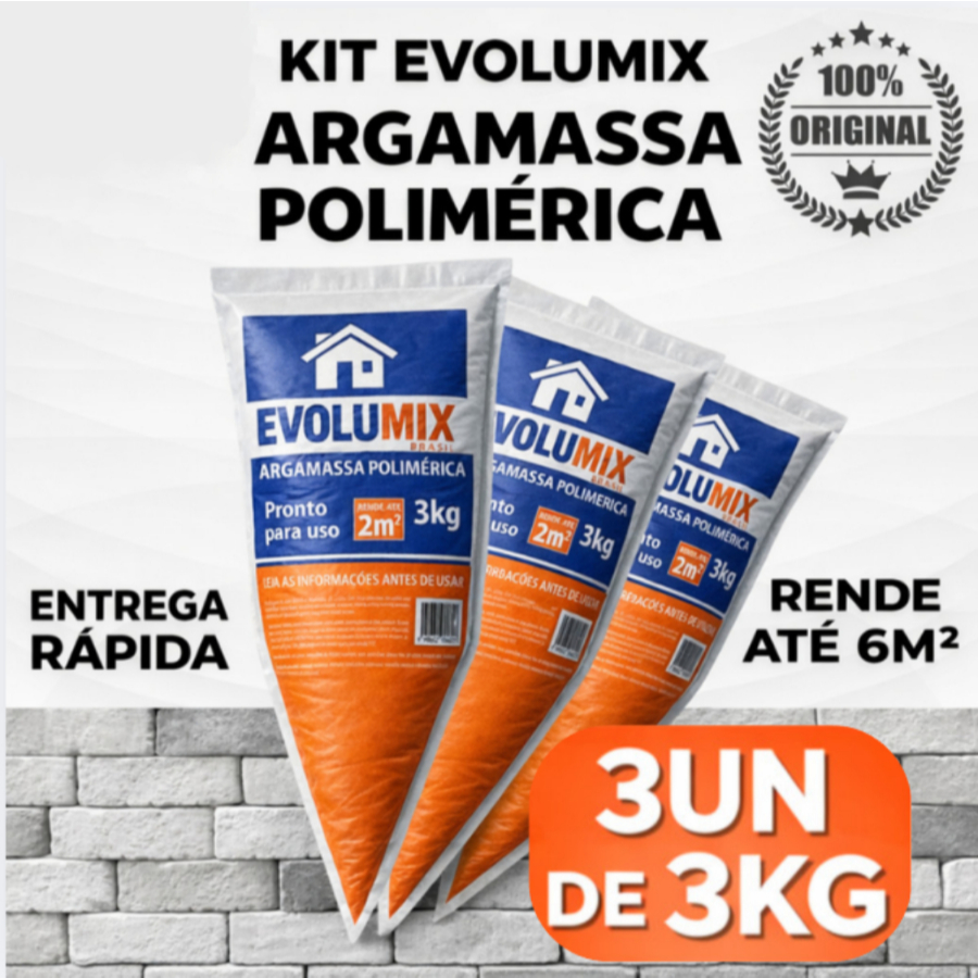 Kit Argamassa Polimérica Evolumix 3kg x3 Alta Fixação | Não Precisa Misturar
