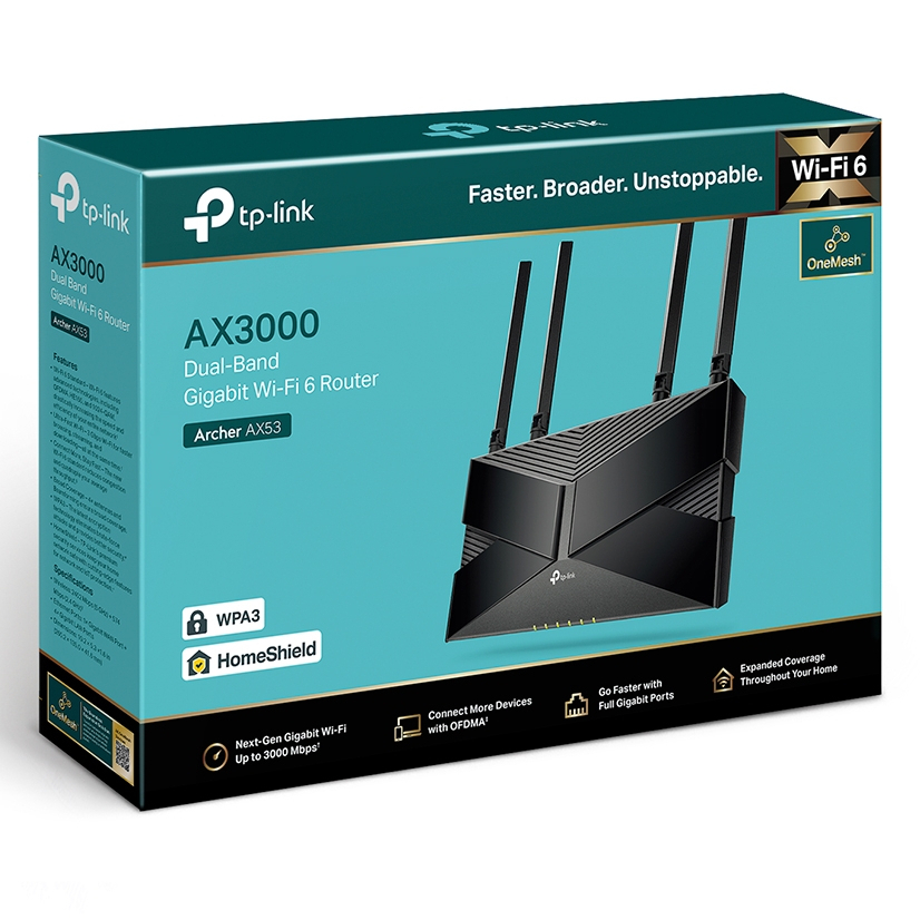 Roteador TP-Link Archer AX53 WiFi 6 Gigabit Dual Band AX3000 portas Gigabit Easy Mesh Malha Única