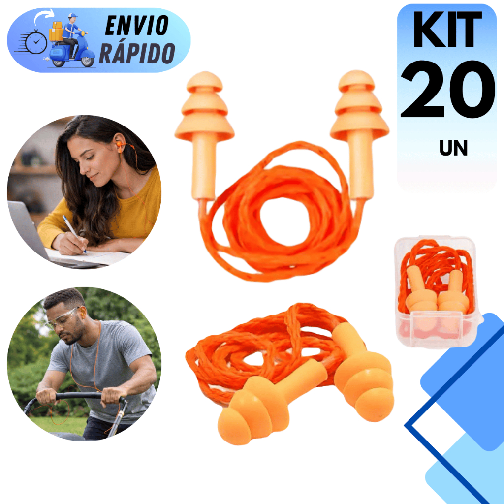 Imagem KIT 10 A 20 PROTETORES DE OUVIDO PROTECT AURICULAR PLUG SILICONE CONTRA SONS E RUIDOS ALTOS