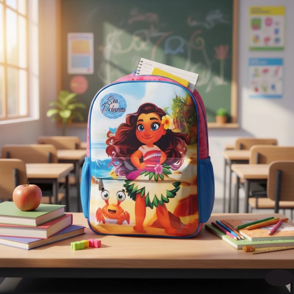 Mochila Infantil Moana Princesa Oceano Escola Passeio Estampa Material Criança Mochila de Costas