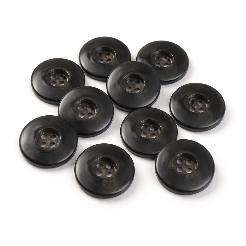 50 Botões de Costura 4 Furos N°32 Preto 20,5mm Para Roupas Confecção