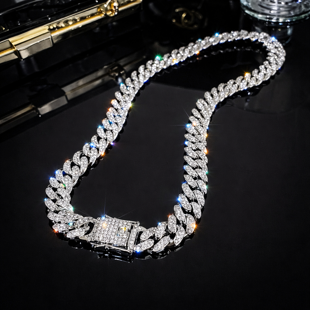 Corrente ICE Cuban cravejado Modelo Ultra Premium Modelo dos artistas 14mm A+++ em Oferta na Shopee