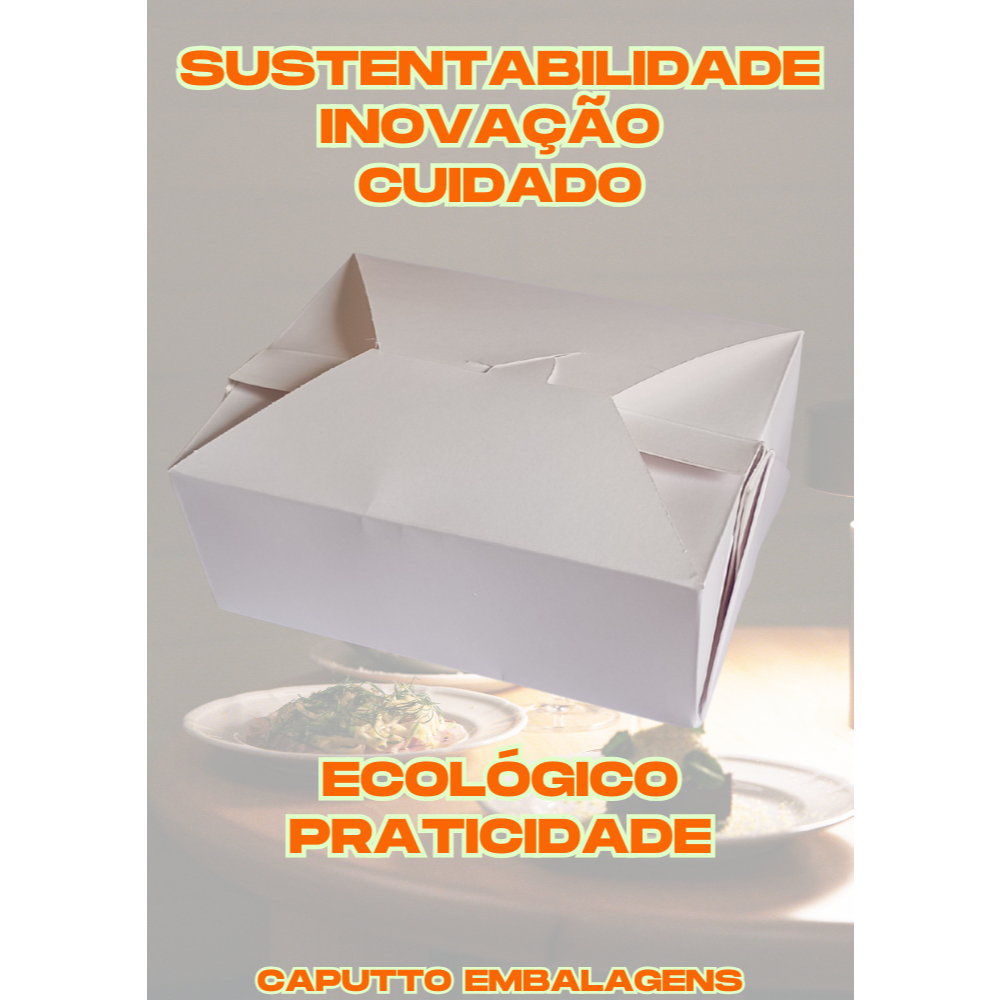 100 Caixas Brancas box embalagem anti-vazamento delivery 850 ML  + cinta com sua logo brinde.