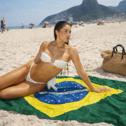 Canga Brasil Saída de Praia Verde Amarela | Bandeira do Brasil Copa Carnaval
