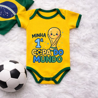 Body Bebê Copa do Mundo | Minha Primeira Copa Estampa Taça Divertida Brasil Futebol Jogo Eua em Oferta na Shopee