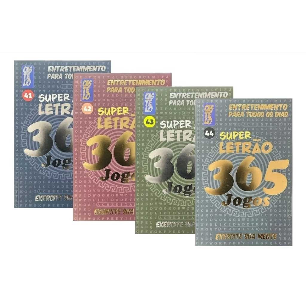 kIT 4 Caça Palavras Super Letrão 365 Jogos Exercite Sua Mente Memória Raciocínio Vocabulário 4 Volu em Oferta na Shopee