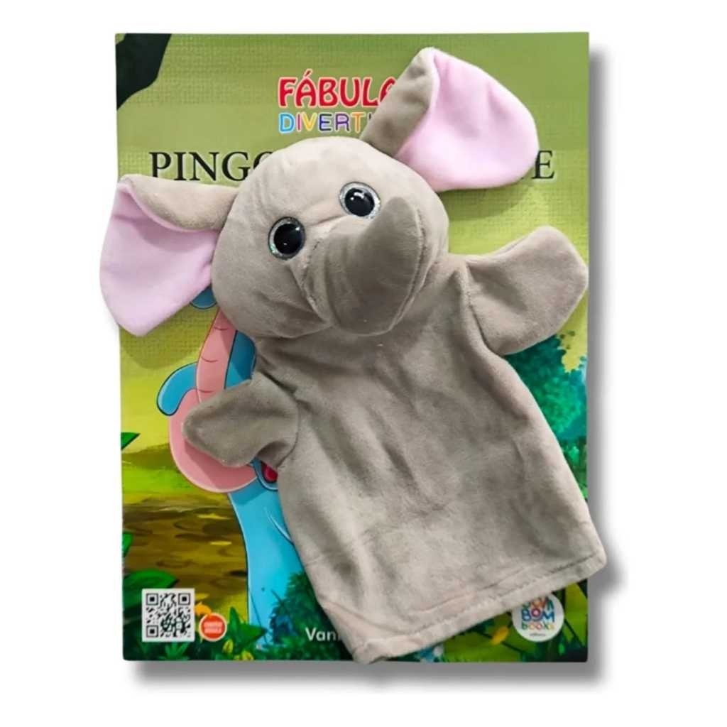 Livro Com Fantoche Elefante Animal Divertido Educativo
