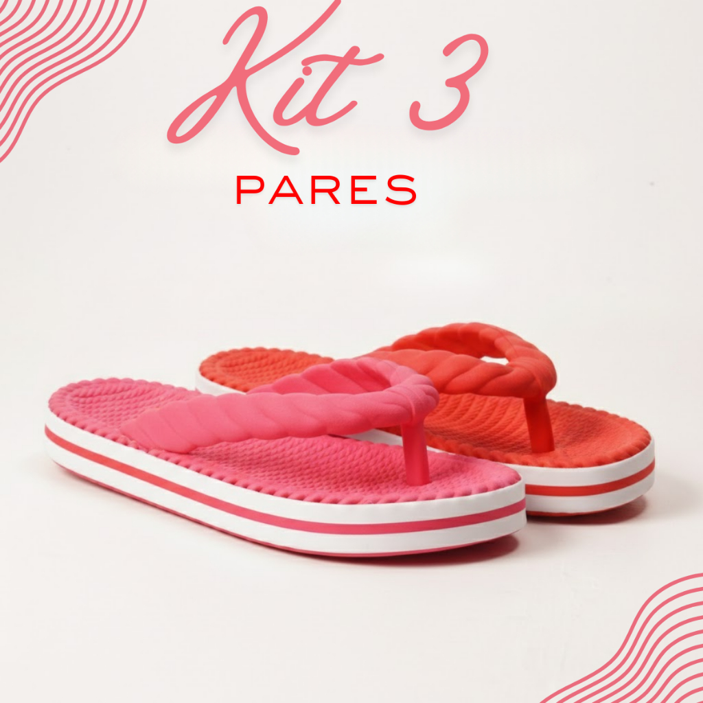 Kit 3 Pares Sandália Feminina Casual Trançada Perfeita para Uso Urbano e Confortável