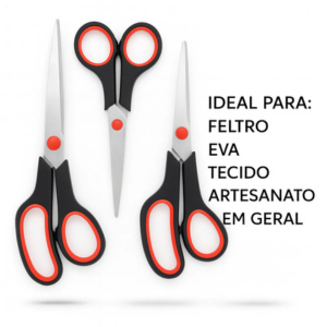 Kit Com 3 Tesouras de Artesanato Tamanhos Diferente– Corte em Feltro, Papel, EVA, Fitas e Tecidos em Oferta na Shopee