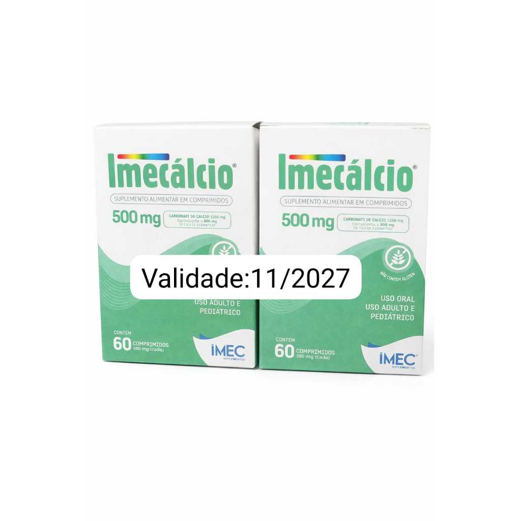 Imecalcio carbonato de calcio 500mg (equivalente a 1250mg) com 60 comprimidos ( 2 caixa)