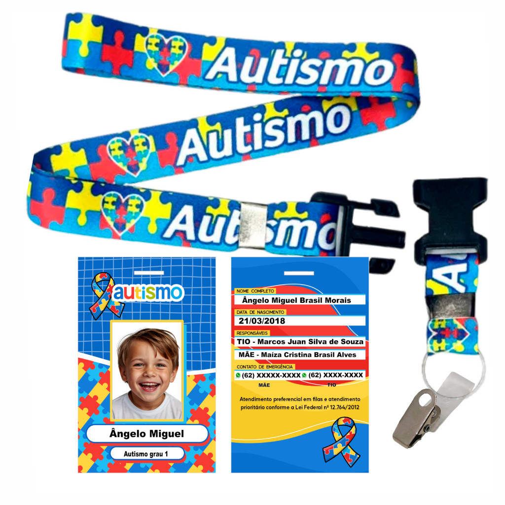 1 Unid Crachá Autista + Cordão Premium Tudo Personalizado (ENTREGA RÁPIDO)