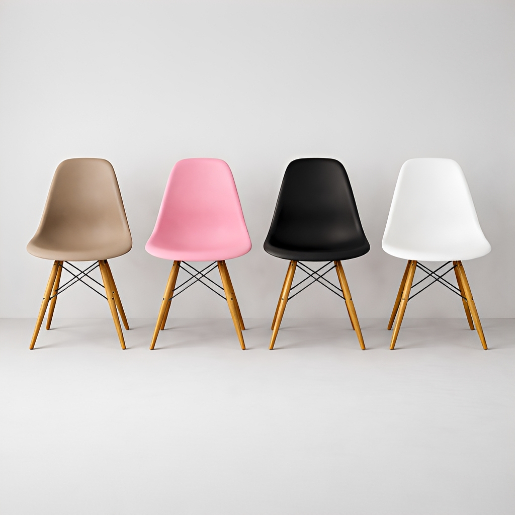 Cadeiras  De Jantar Leda Eames Charles Eames Eiffel Wood Design Pés Pinus Resistente Confortável