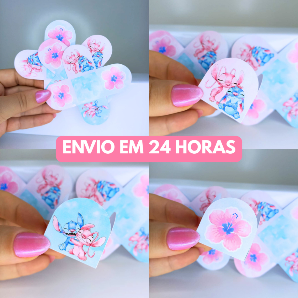 Forminha de Doces Stitch e Angel Aquarela Personalizada no Tema / Lembrancinha de Festa / Aniversário / Festa Infantil