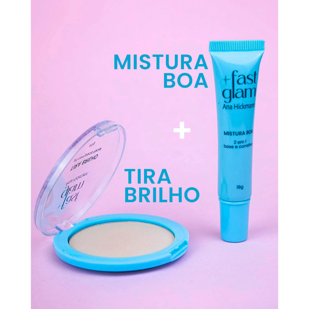 Kit Pó Compacto Tira Brilho + Base 2 em 1 Mistura Boa Maquiagem Ana Hickmann. em Oferta na Shopee