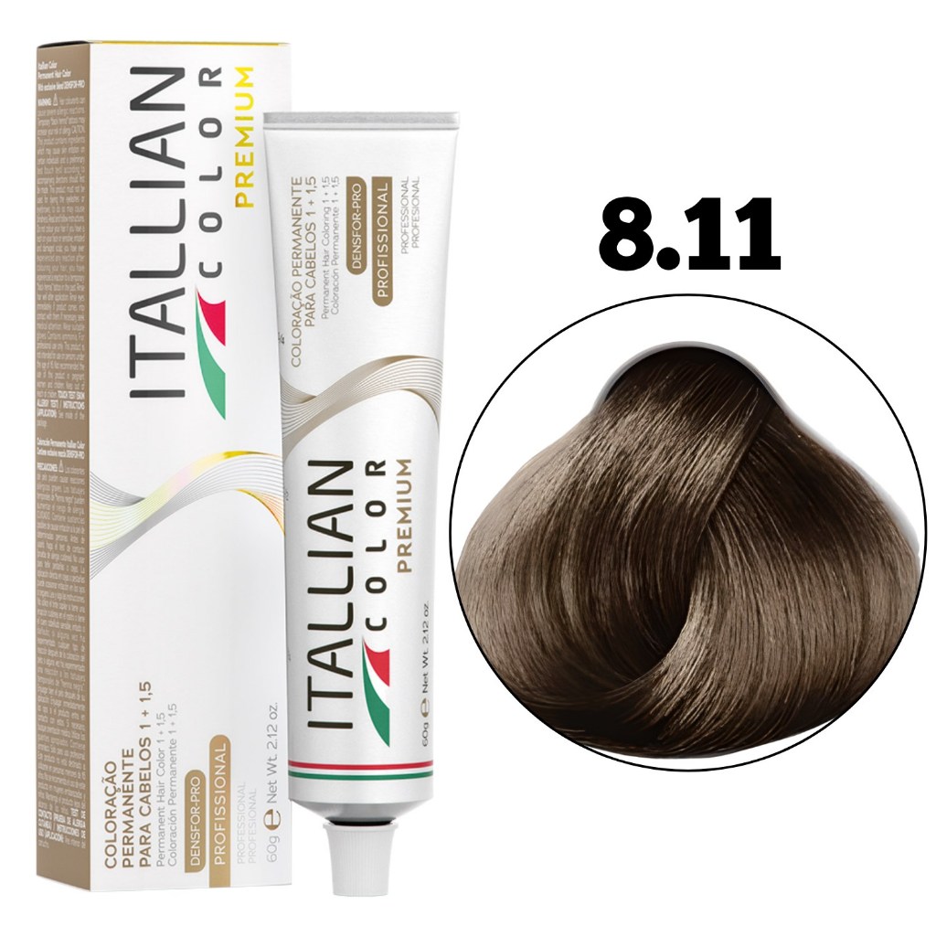 COLORAÇÃO ITALLIAN COLOR LOURO CLARO CINZA INTENSO 8.11 60G em Oferta na Shopee