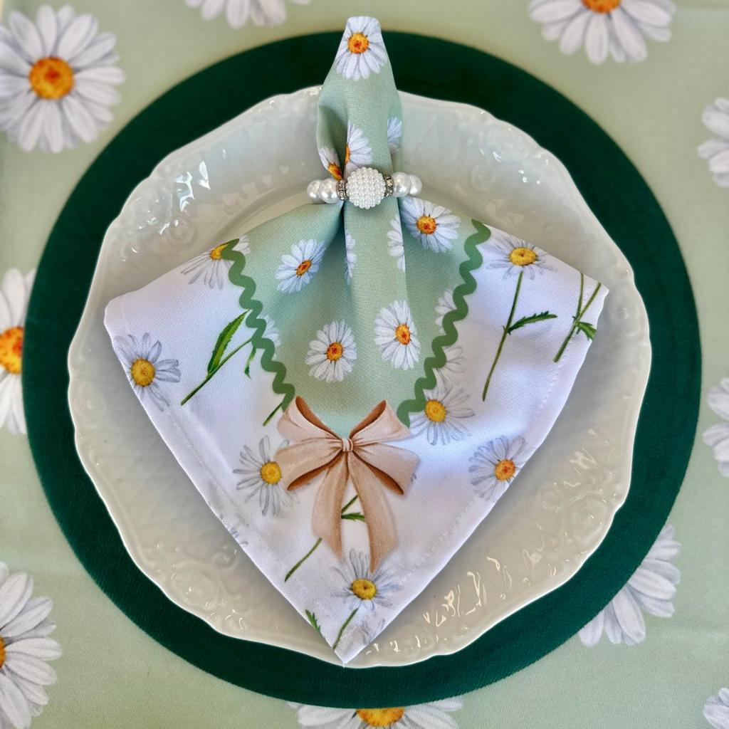 02 Guardanapos - Mesa Posta/ Decoração Mesa Coleção Digital Margaridas