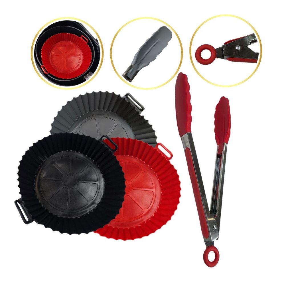 Kit Air Fryer Forma Silicone + Pegador Fritadeira Elétrica
