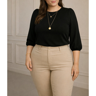 Blusa feminina Duna social 3/4 princesa Tendência G1 em Oferta na Shopee