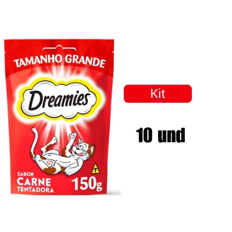 DREAMIES 150g  Petisco para gato sabor Carne  KIT 10 und em Oferta na Shopee
