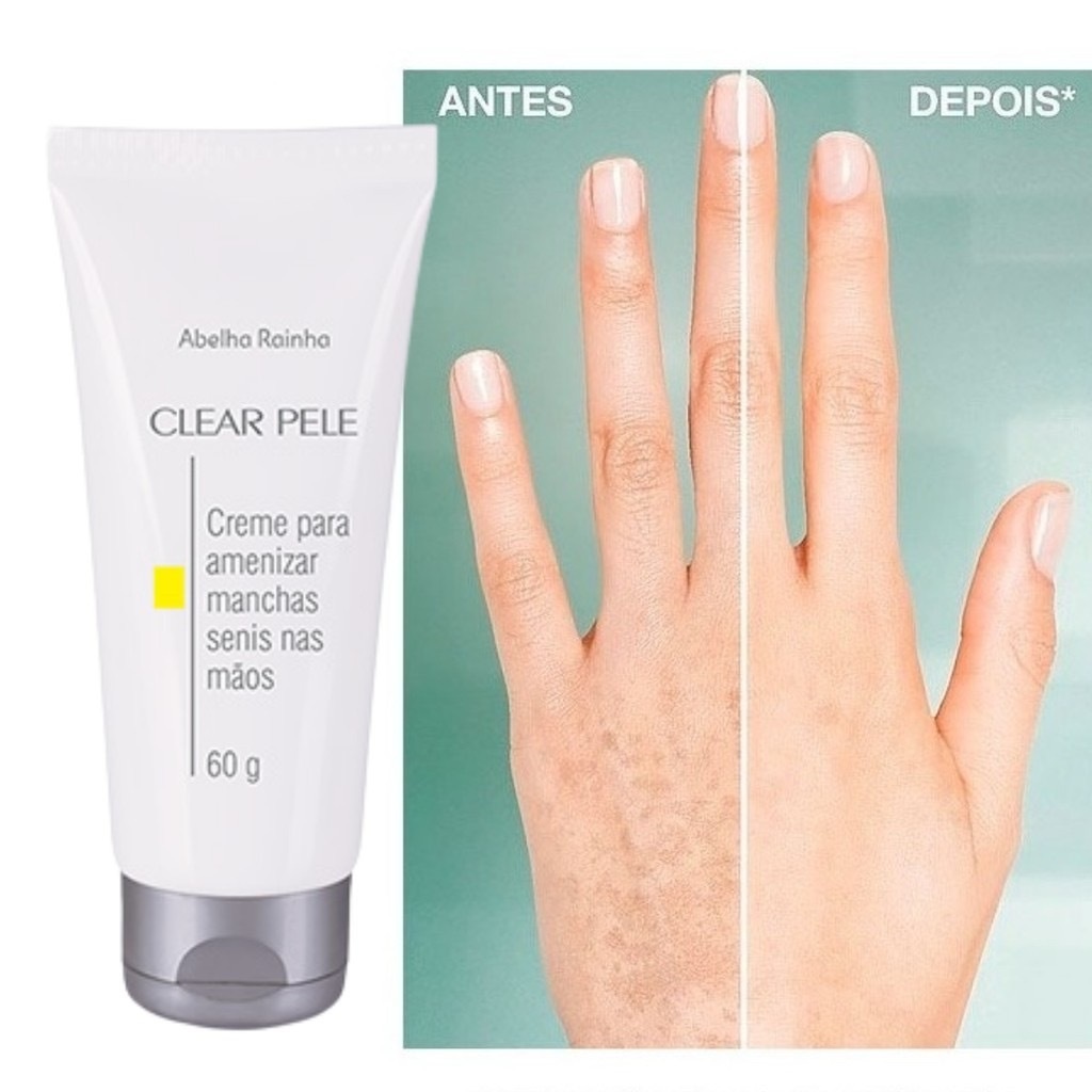 Creme Para Amenizar Marcas Senis Nas Mãos Clear Pele Abelha Rainha 60g - Clareador de Manchas Senis