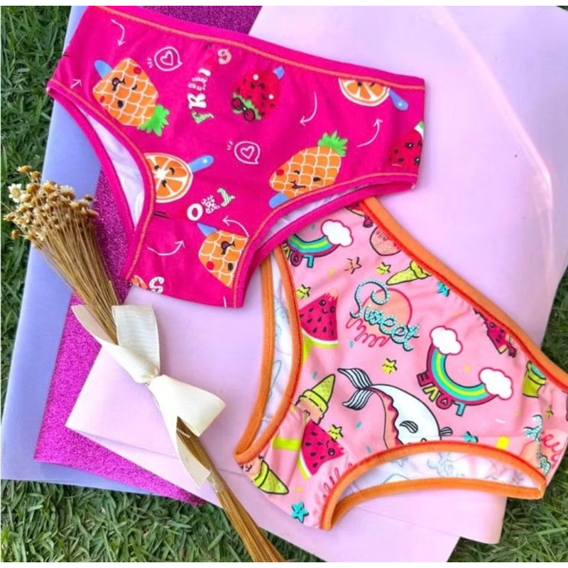 Calcinha Infantil Microfibra Menina Criança Estampada Forro 100% Algodão