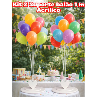 Kit 2 Suporte para Balão Acrílico 1 Metro Transparente Decoração Festa Premium em Oferta na Shopee